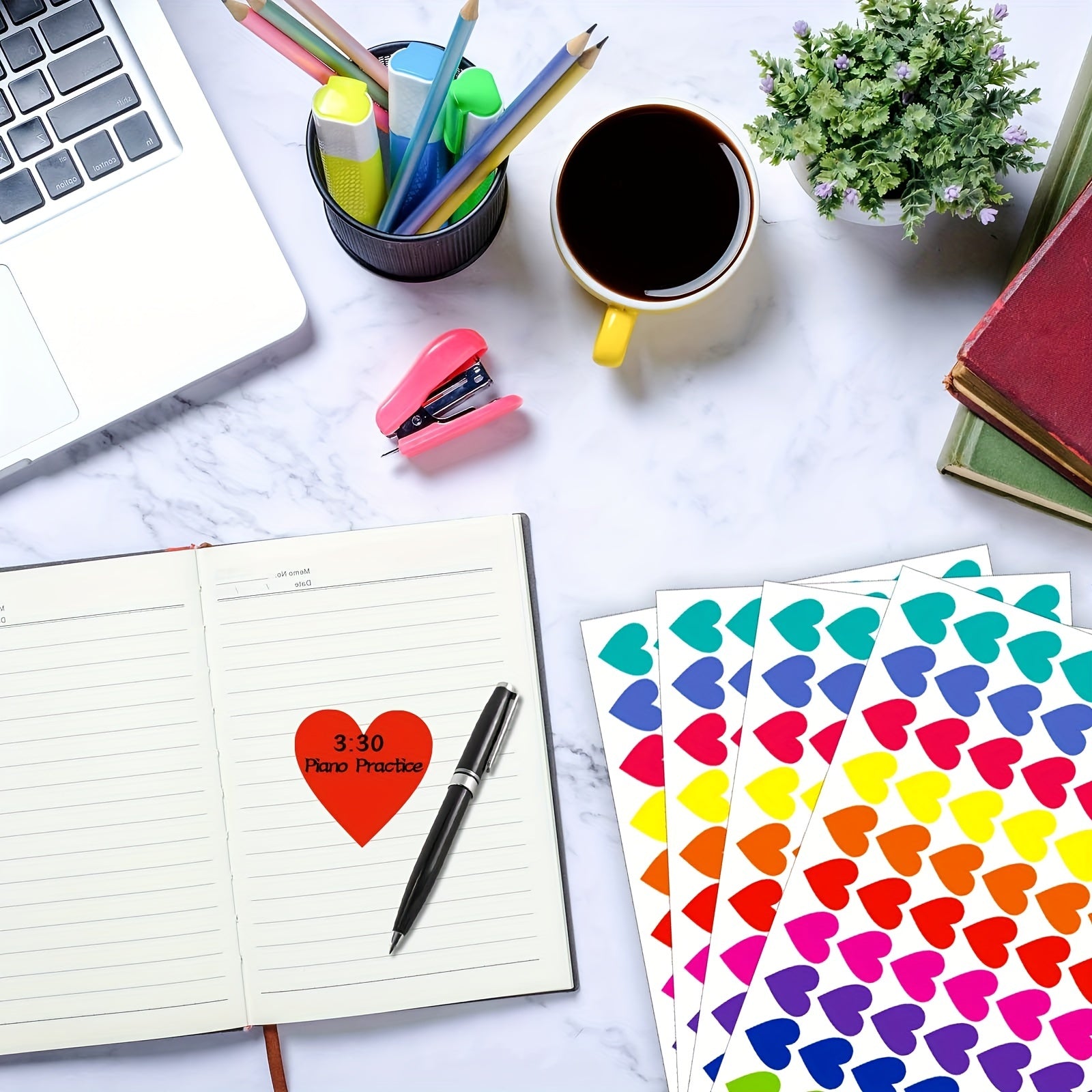 700 Colored Heart Dot Stickers 10 Colors Coding Labels Sticky Dots