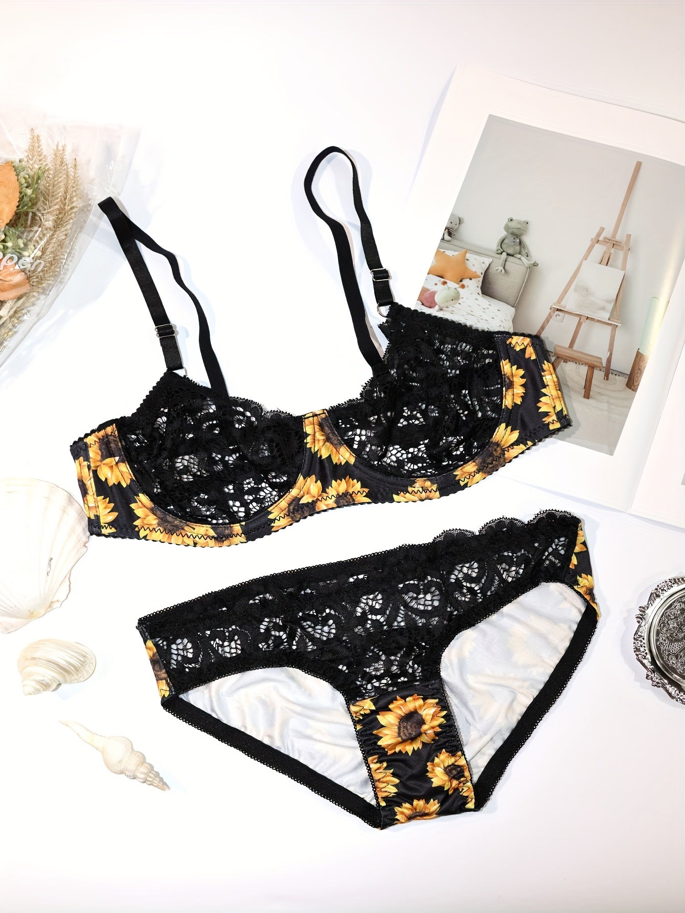 Floral Print Unlined Bra & Panties Set