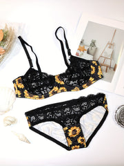 Floral Print Unlined Bra & Panties Set