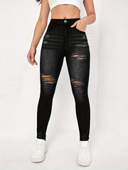 Distressed High Waist Skinny Jeans