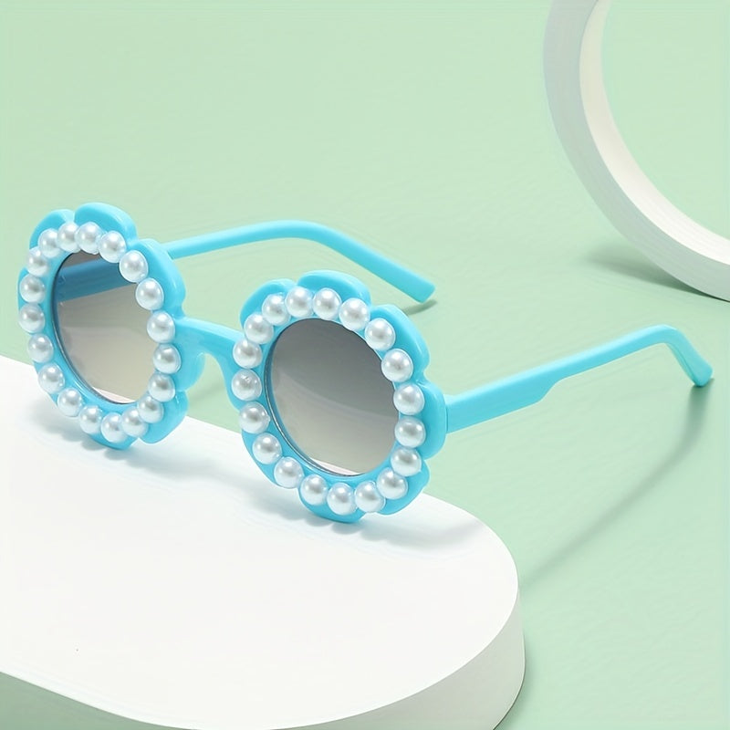 Y2K Flower Frame Faux Pearl Sunglasses UV Protective