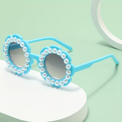 Y2K Flower Frame Faux Pearl Sunglasses UV Protective