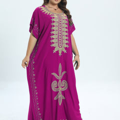  Colorblock Floral Casual Kaftan Dress