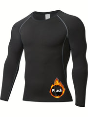 Men's Solid Fleece Sports Top for Fall Winter