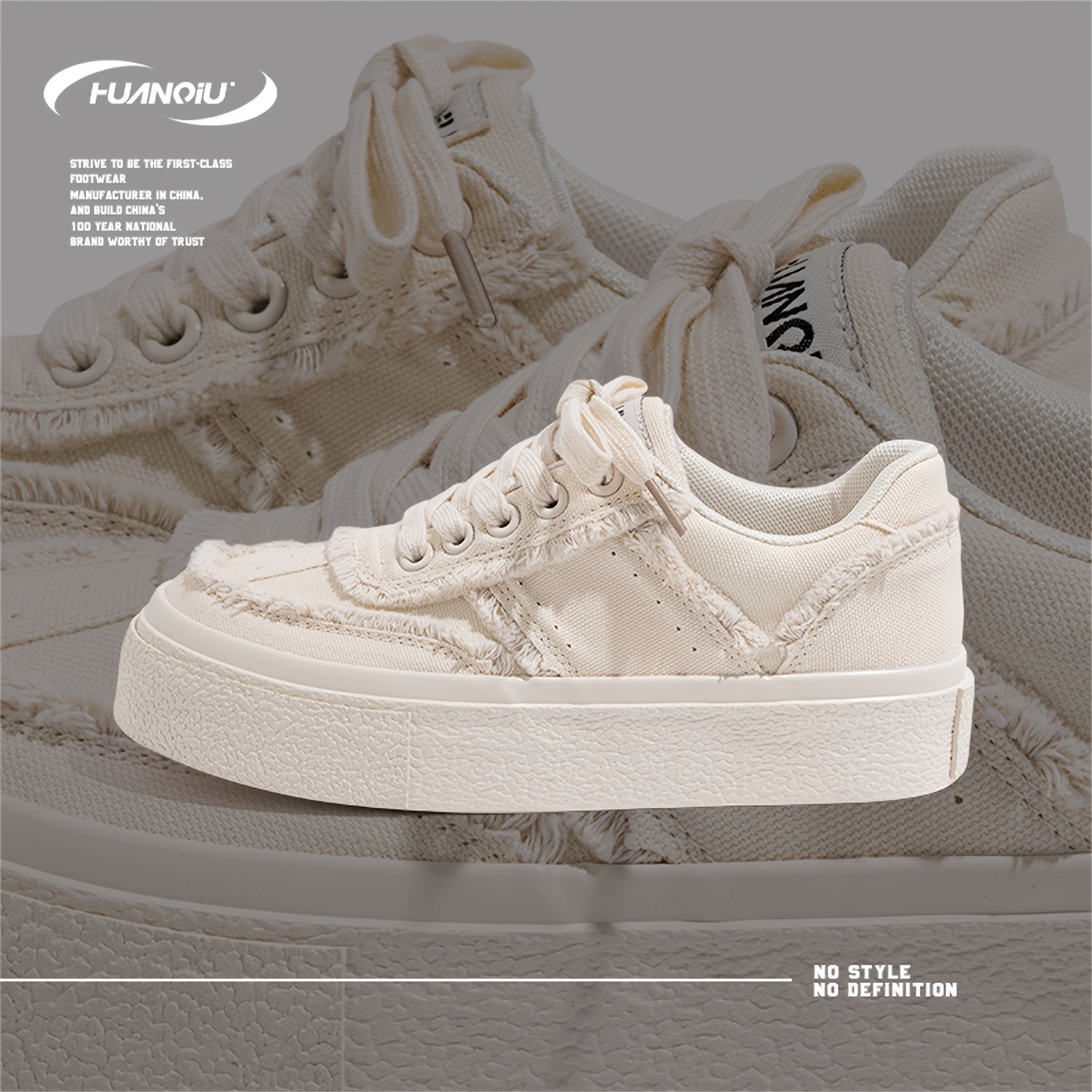 HUANQIU Raw Trim Non-slip Sneakers For Women