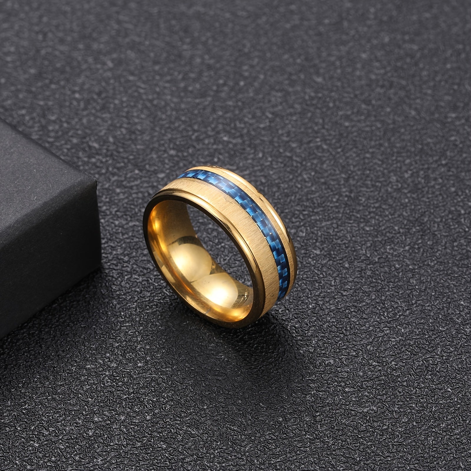 Men's Stainless Steel Sapphire Ring