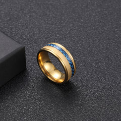 Men's Stainless Steel Sapphire Ring