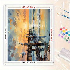 Sunset by the Pier Paint by Numbers Kit for Adults