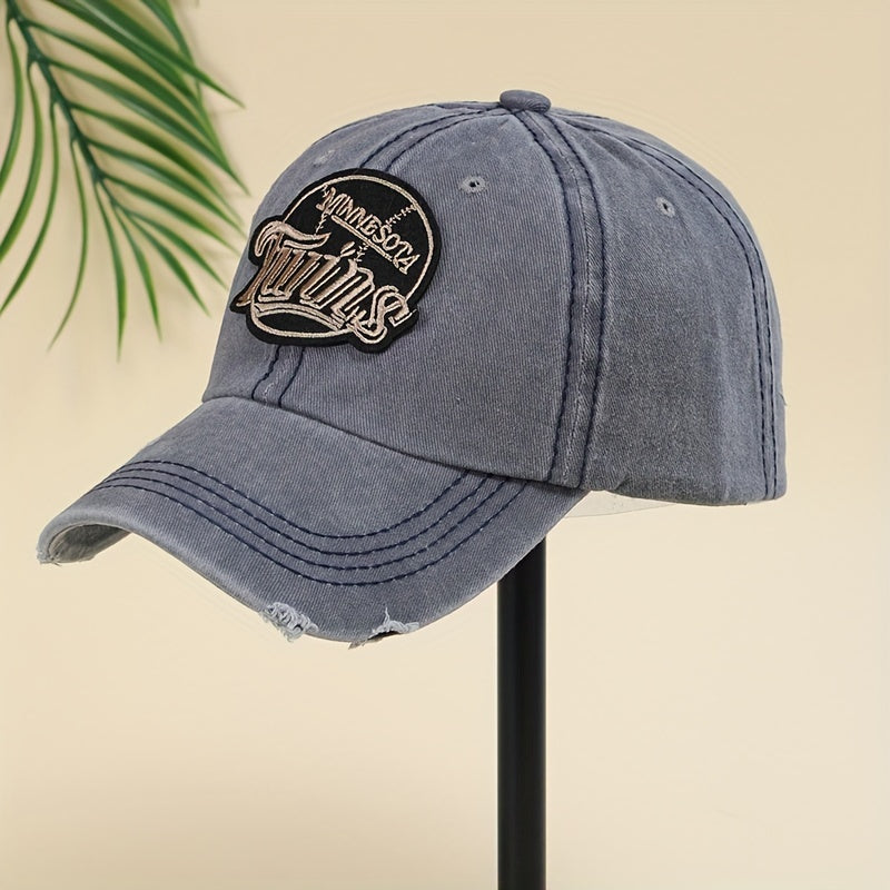 Vintage Ripped Embroidery Baseball Cap Cotton Label Patch Sports Hat