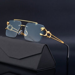 Vintage Retro Rimless Steampunk Sunglasses with Full Package Set