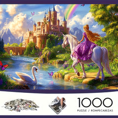 1000pc Expert Jigsaw Puzzle Castle Landscape Princess Horse Swans 14.69x10.24