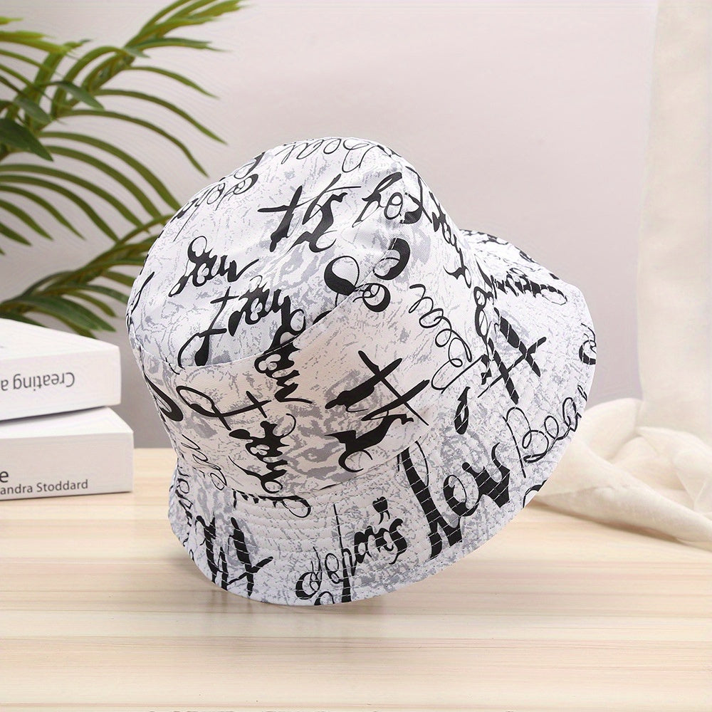 Graffiti Print Bucket Hat Couple Basin Hat Sunscreen Fisherman Cap