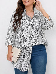  Dalmatian Print Button Up Tunic Shirt Top