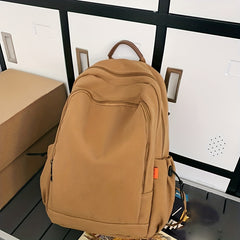 Solid Backpack Large Capacity Casual School Bag Women's Rucksack