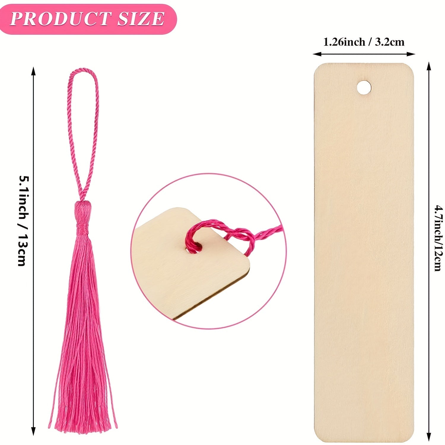 DIY Wooden Bookmark Set for Customizing and Painting with Tassel Tag