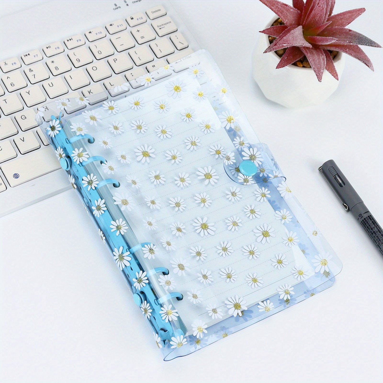 Daisy A6 Binder w/ 45 Pages of Loose Leaf Paper, Colorful PVC Hand Account Book