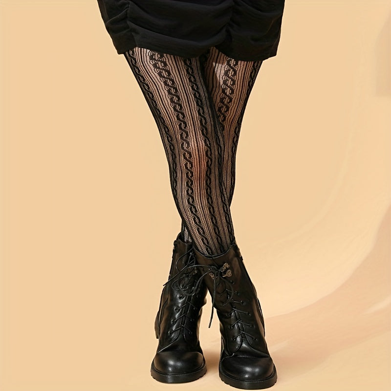  Sexy Stockings Solid Semi Sheer Jacquard Lace Fishnet Tights