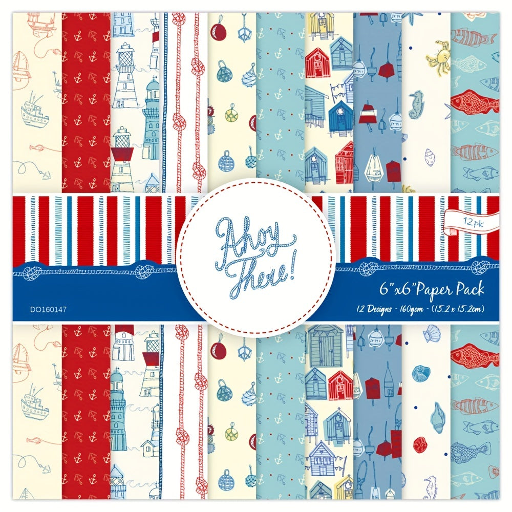 12pcs Nautical Lighthouse Sewing World DIY Scrapbooking Paper