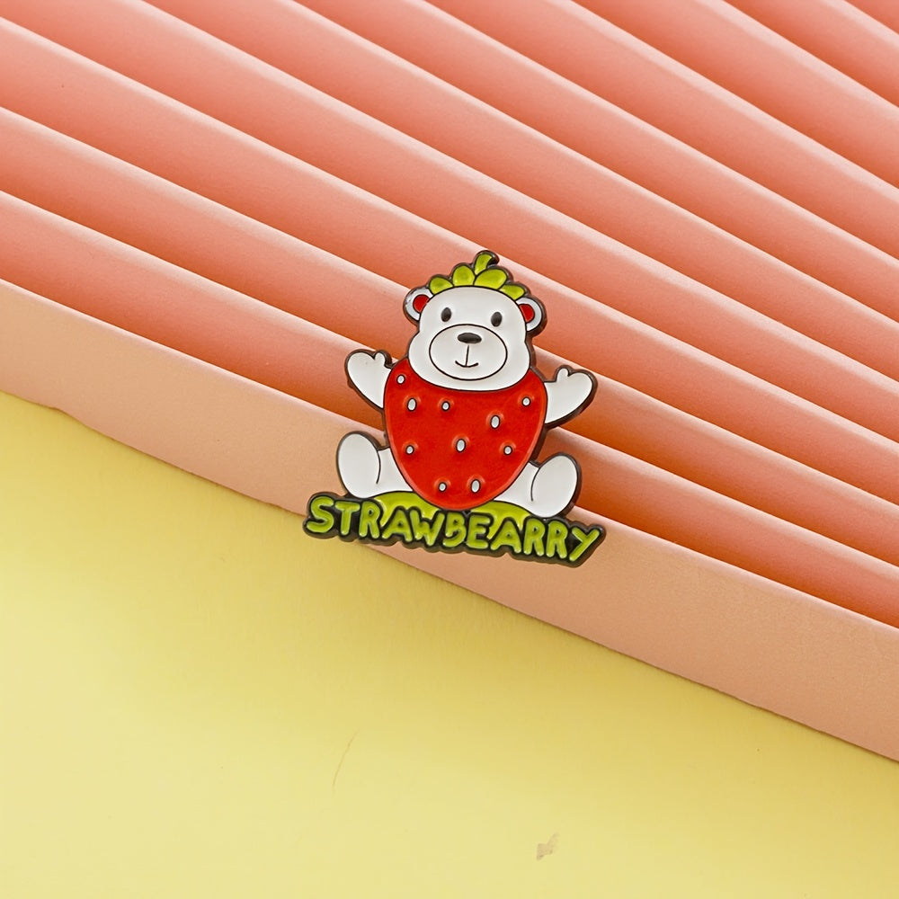 Strawberry Bear Brooch Funny Anime Pin Clothing Decoration