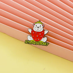 Strawberry Bear Brooch Funny Anime Pin Clothing Decoration