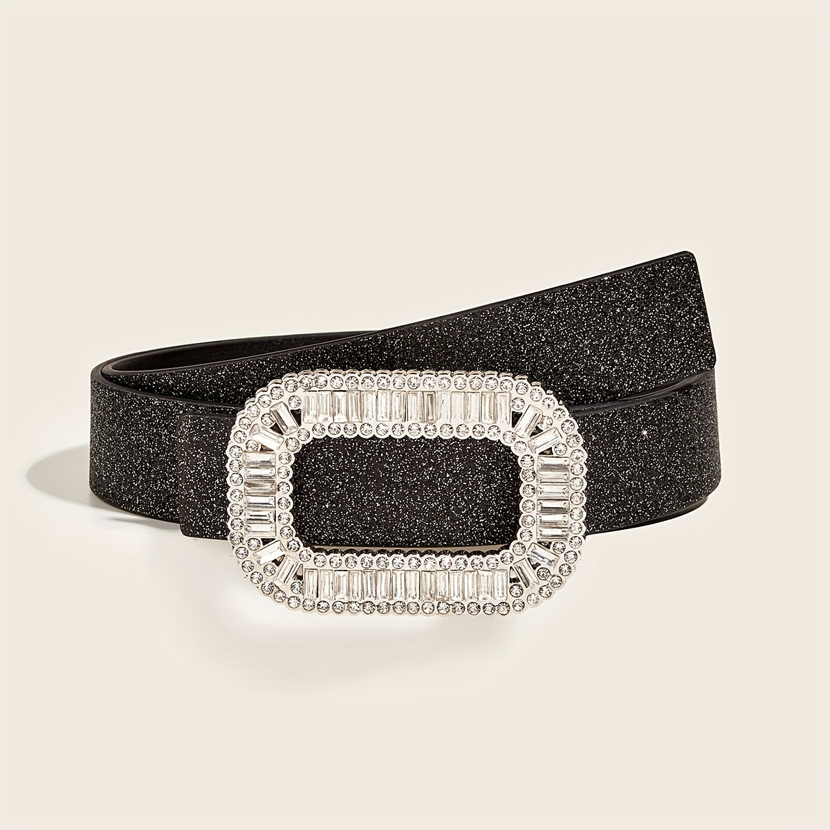 Sparkly PU Belt Hollow Rectangular Buckle Dress Girdle