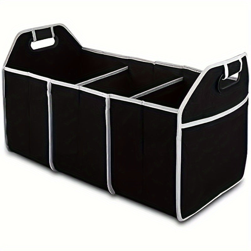 1pc Car Storage Box Trunk Organizer Portable Container 3 Compartments