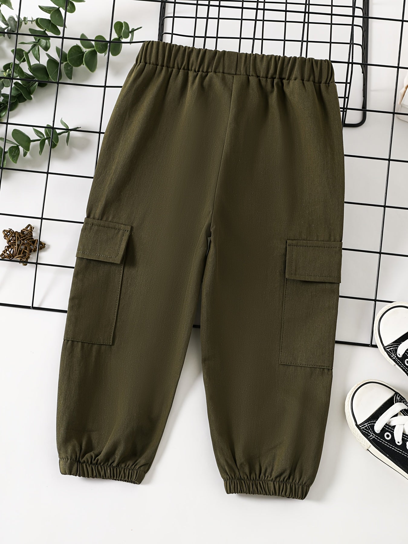 Boys Elastic Waist Cargo Jogger Pants with Pocket