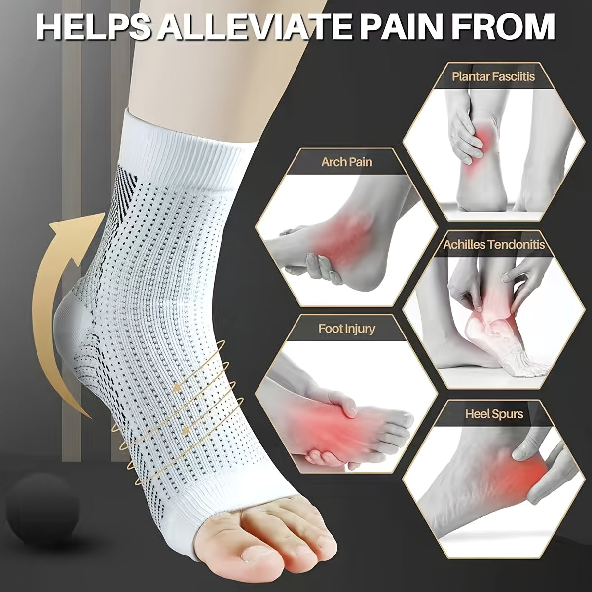 3 Pairs Toeless Compression Socks Plantar Fasciitis Ankle Sleeves