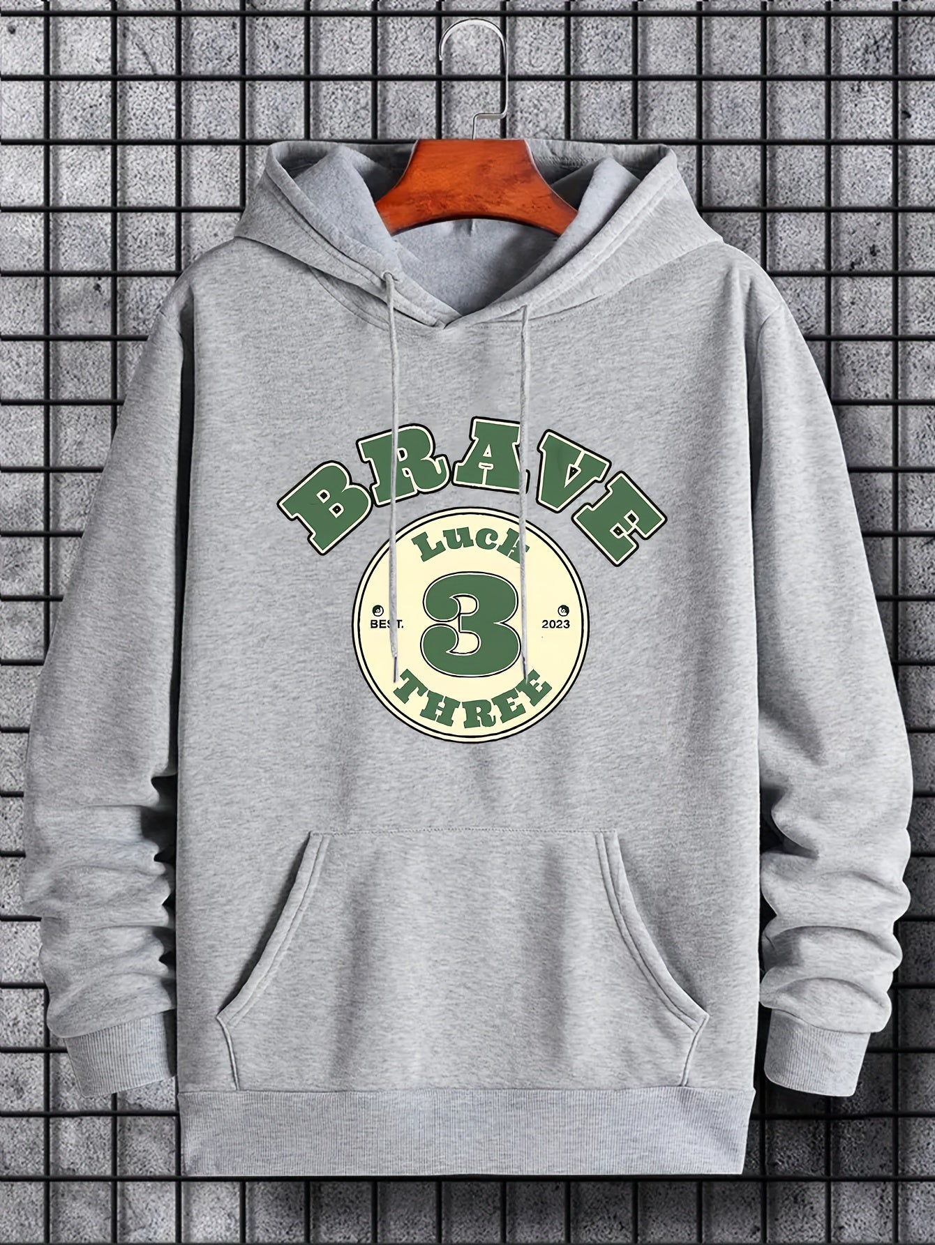 Men's Brave 3 Print Hoodie Sweatshirt Drawstring Hooded