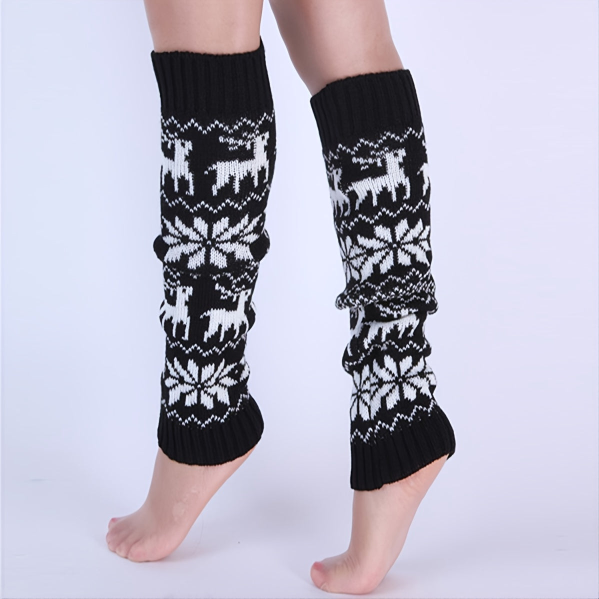 Christmas Knit Leg Warmers Rib Knit Knee High Leg Warmer Socks