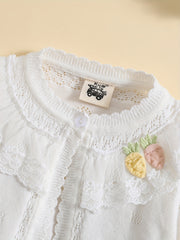 Girls Cartoon Graphic Sweater Coat Long Sleeve Knitted Top