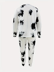  Tie Dye Long Sleeve Top & Tapered Leg Pants Set