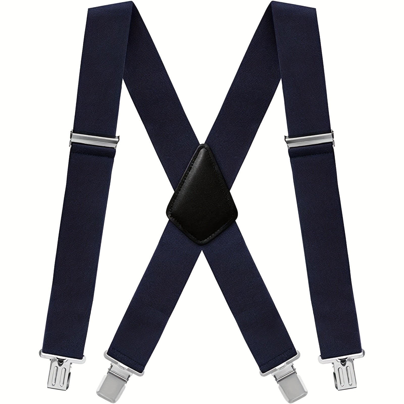 Men's Wide Elastic Adjustable Suspenders 4 Clips