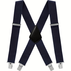 Men's Wide Elastic Adjustable Suspenders 4 Clips