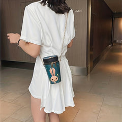 Animal Pattern Cylinder Bucket Bag Mini Chain Crossbody Purse
