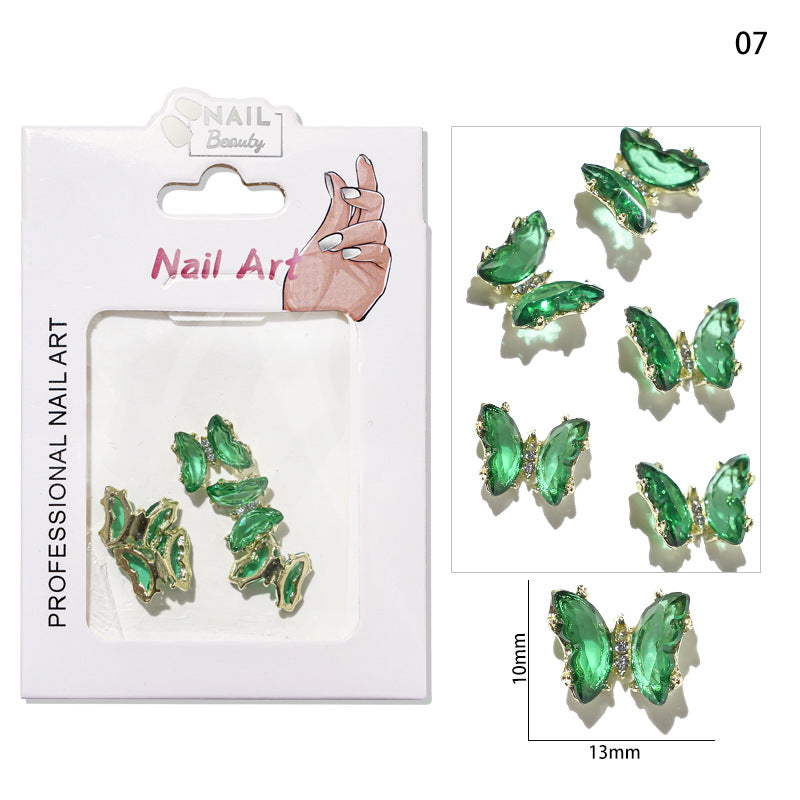 Aurora Butterfly Nail Stickers with Rhinestone Jewels for Sparkling Manicure