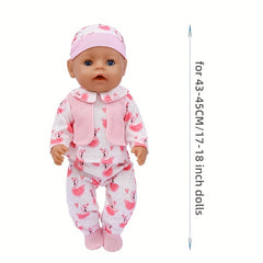 4pcs Flamingo Girl Doll Clothes for 17-18 inch Reborn Dolls