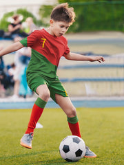 Kids Soccer Jersey No 7 Set with Shorts, Socks, Knee Pads