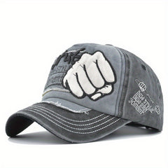 Fist Embroidered Unisex Baseball Cap Vintage Washed Distressed Dad Hat