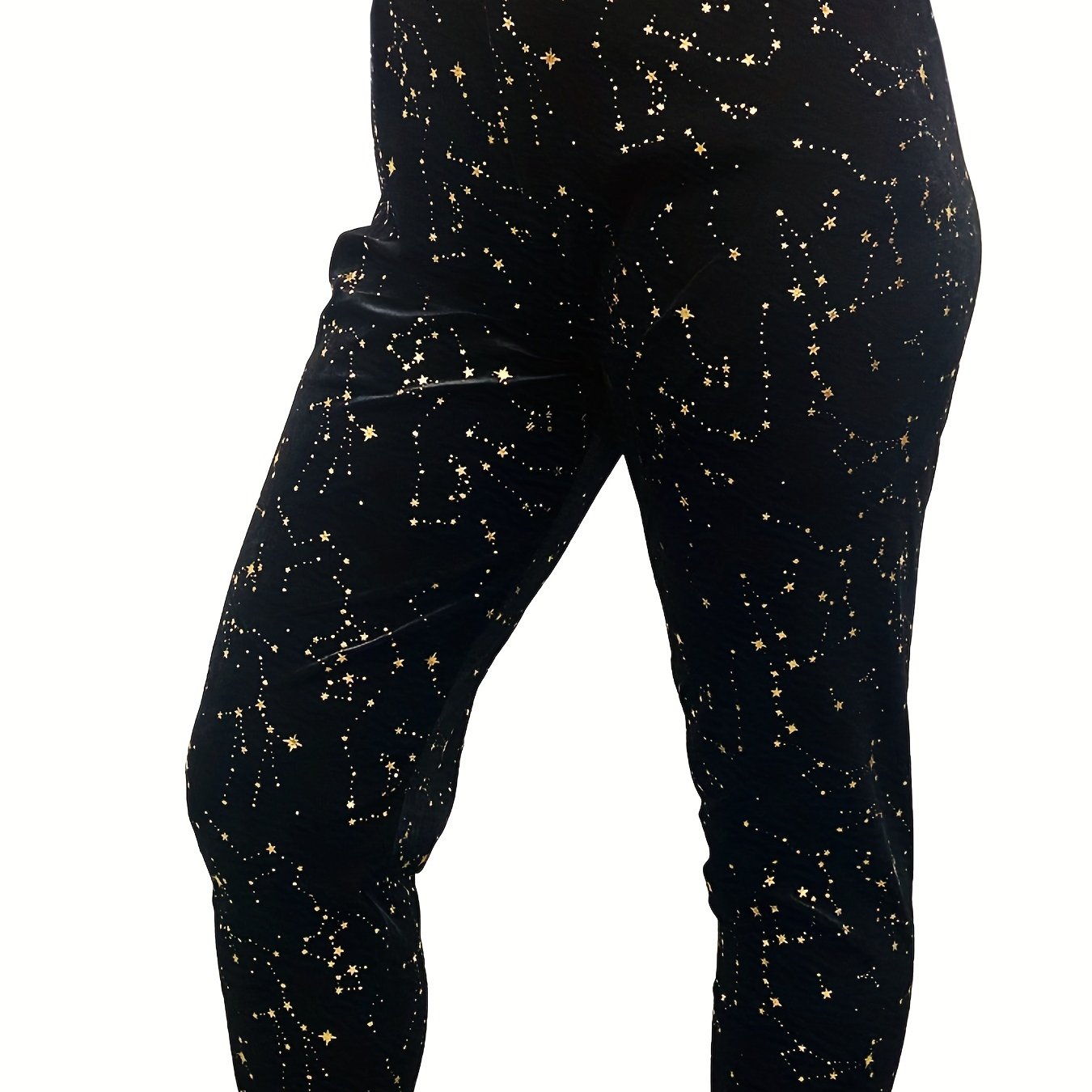 Women's Plus Golden Star Print High Rise Slim Fit Pants