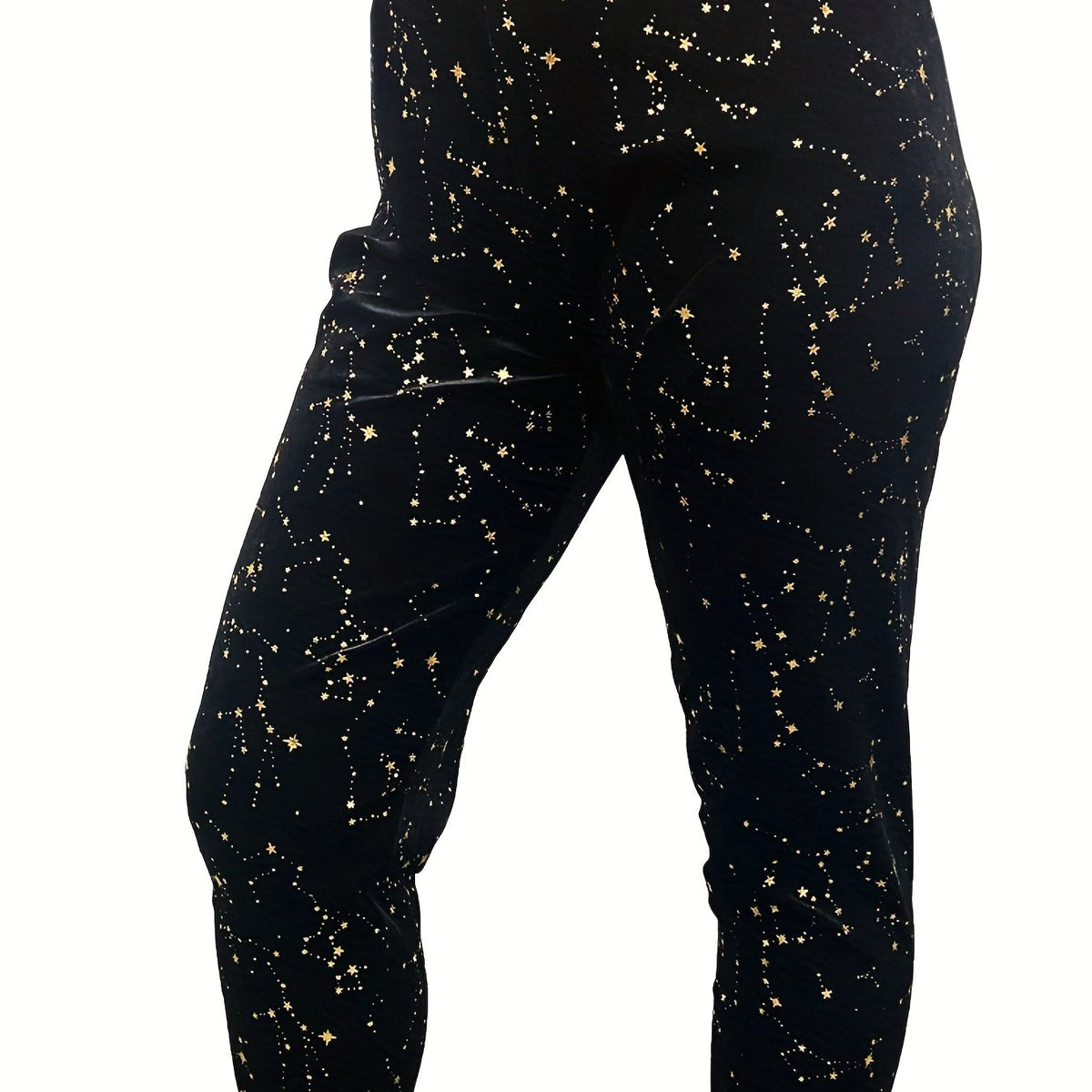 Women's Plus Golden Star Print High Rise Slim Fit Pants