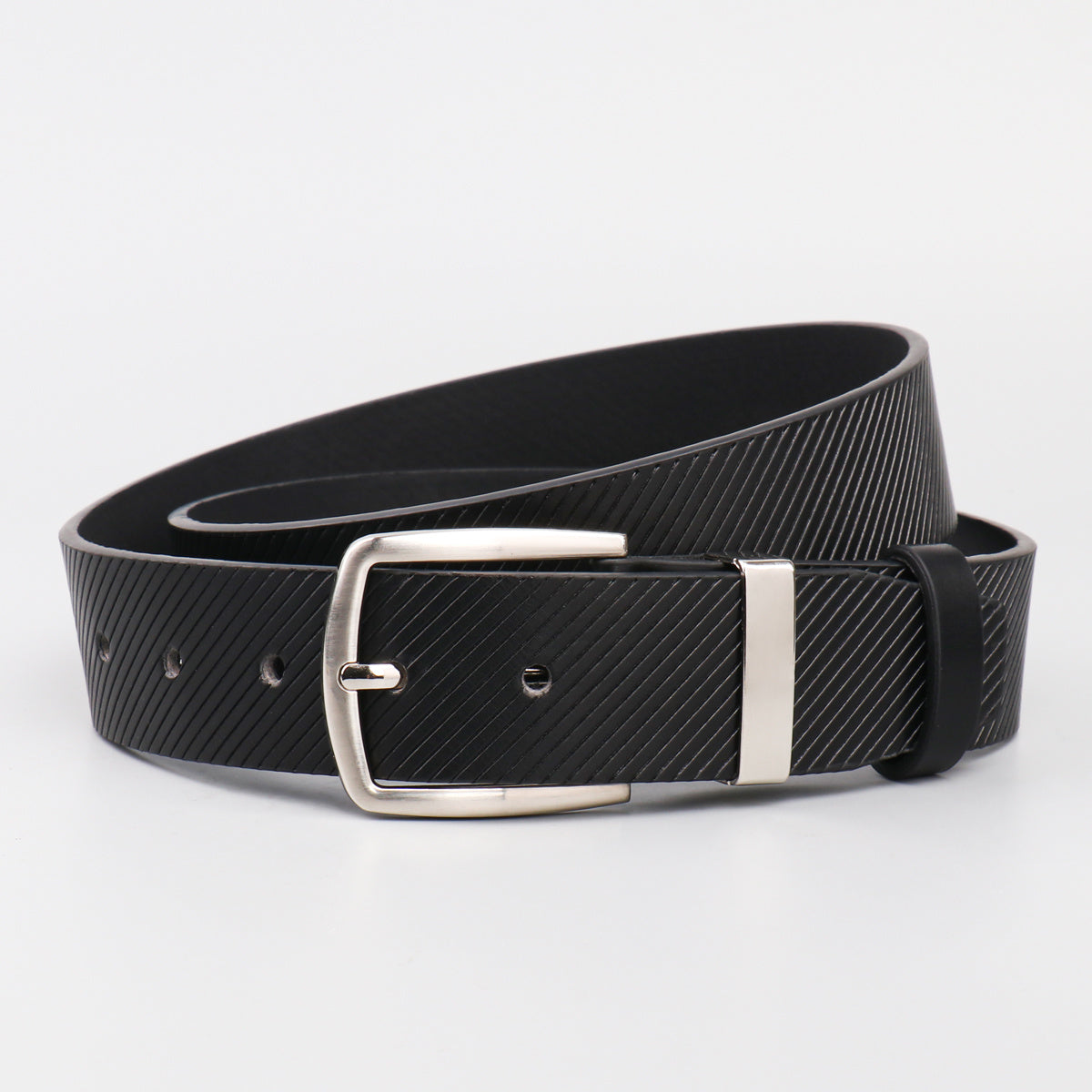 Men's Twill Alloy Pin Buckle Belt PU Leather Casual