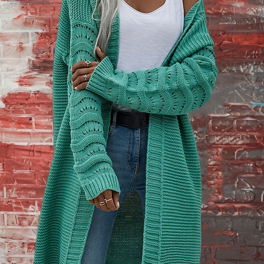  Solid Long Sleeve Stretch Cardigan