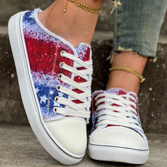 Women's Star Print Mule Sneakers Casual Lace Up Outdoor Shoes