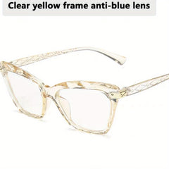 Clear Lens Eyeglasses Vintage Cat Eye Glasses Metal Hinge Eyewear