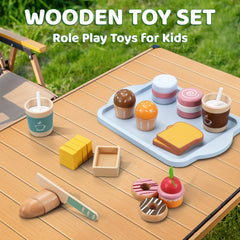 Wooden Food Toys Kitchen Accessories Birthday For Girls Boys Toys Food Set
