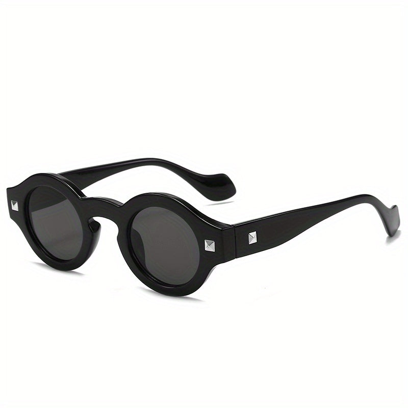 Y2K Round Sunglasses Hiphop Rivet Anti Glare Glasses UV400