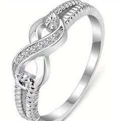 Infinity Symbol Platinum Rhinestone Ring