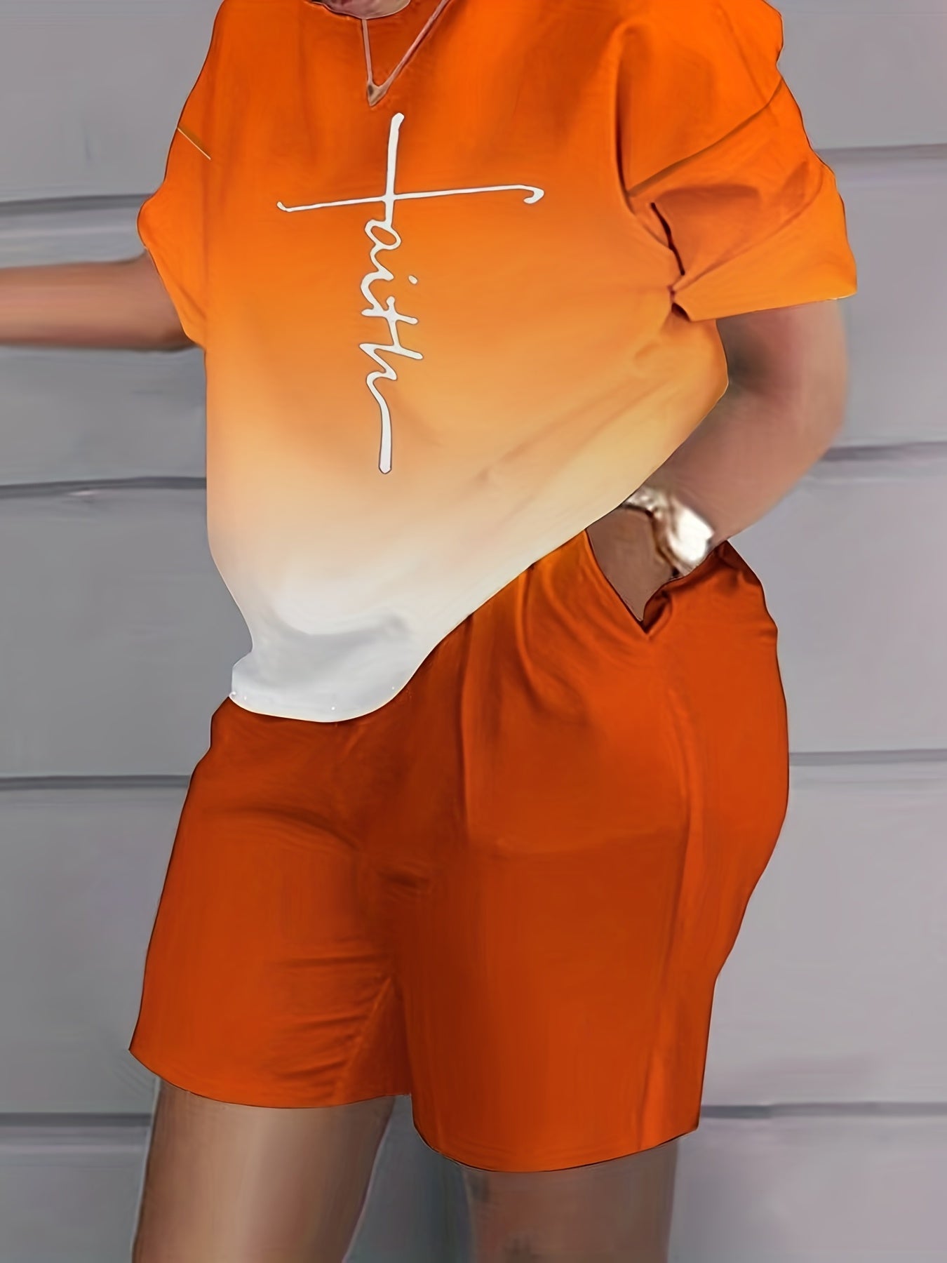 Casual 2-Piece Set: T-shirt & Workout Shorts for Women