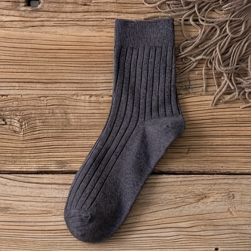 5 Pairs Women's Solid Socks Breathable & Comfy Stockings